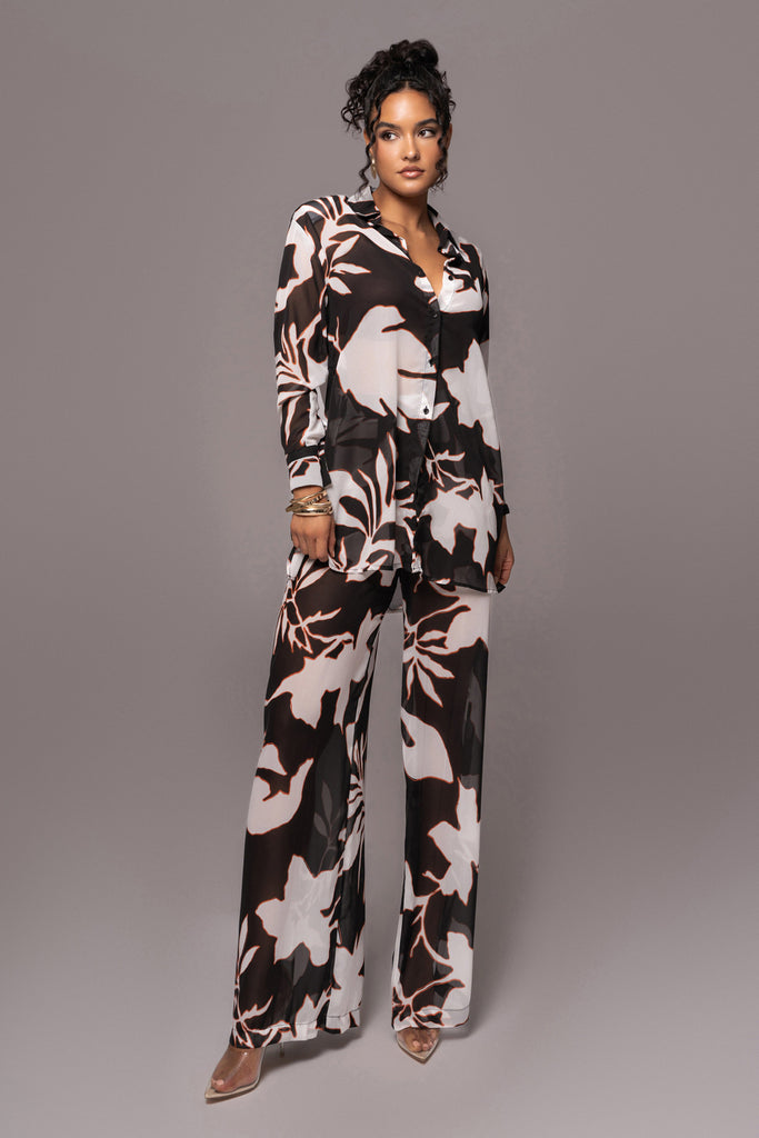 Ivory Floral Stay For A While Printed Trousers