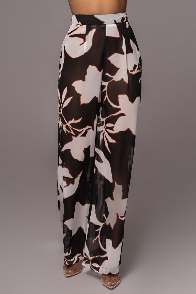 Ivory Floral Stay For A While Printed Trousers
