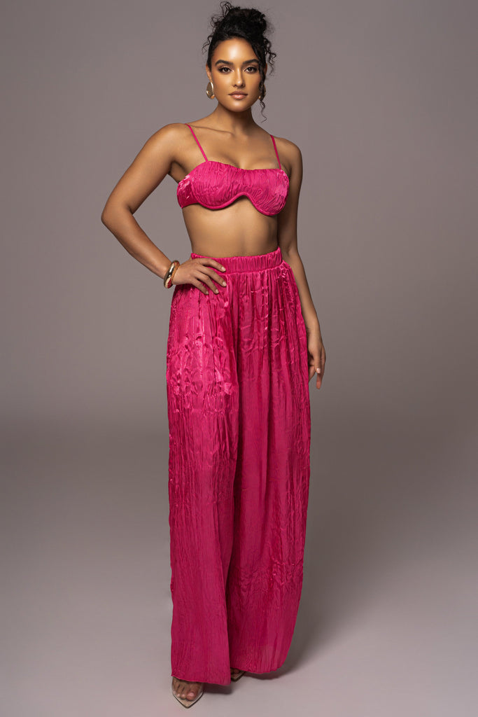 Pink Let's Get Away Satin Pant Set