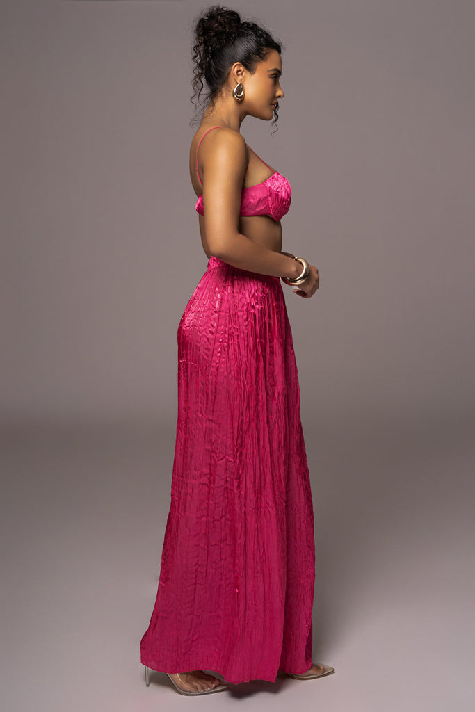 Pink Let's Get Away Satin Pant Set