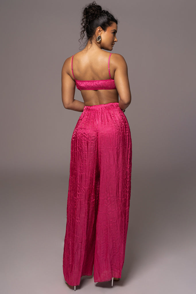 Pink Let's Get Away Satin Pant Set