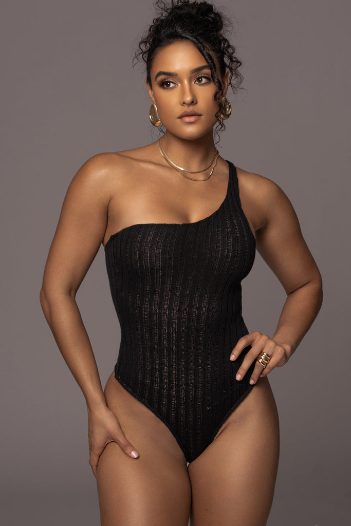 Black Malibu Nights One Shoulder Bodysuit