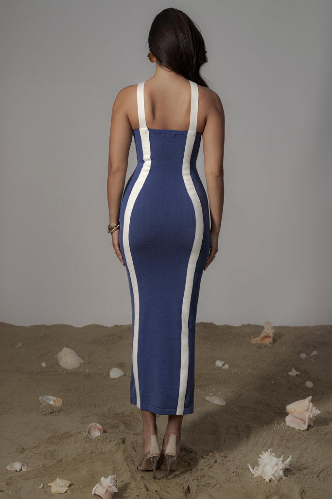 Navy  Fabiola Contrast Maxi Dress