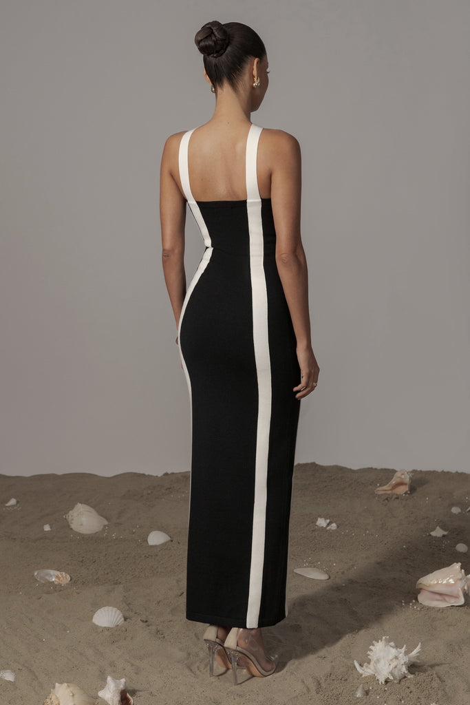 Black Fabiola Contrast Maxi Dress