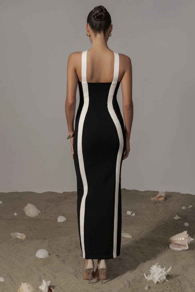 Black Fabiola Contrast Maxi Dress