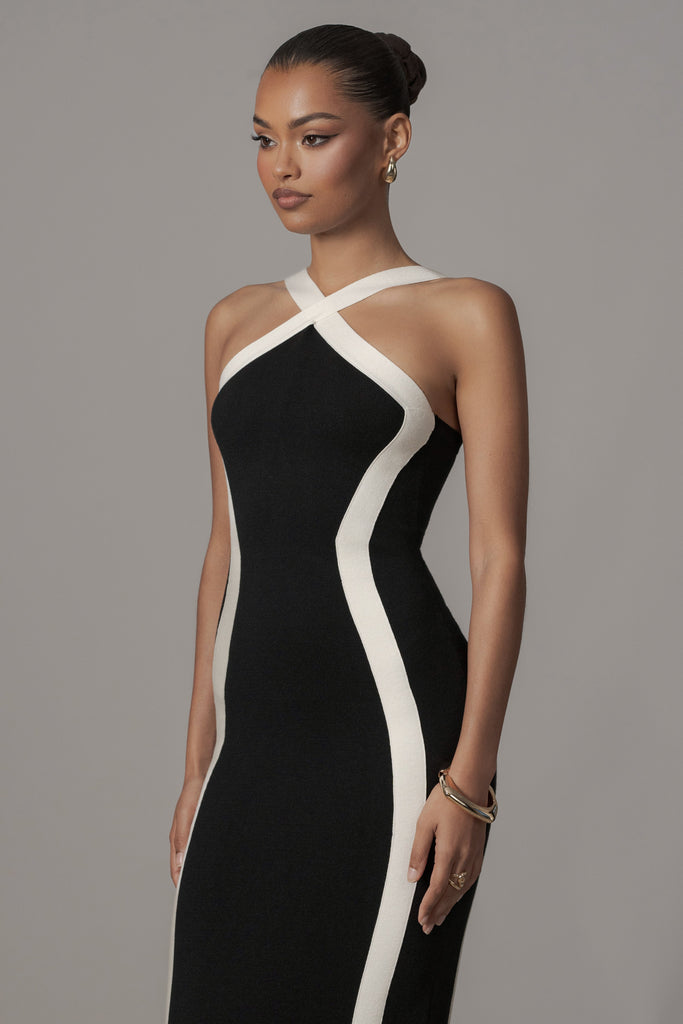 Black Fabiola Contrast Maxi Dress
