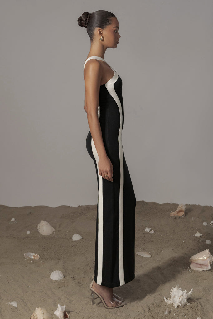 Black Fabiola Contrast Maxi Dress