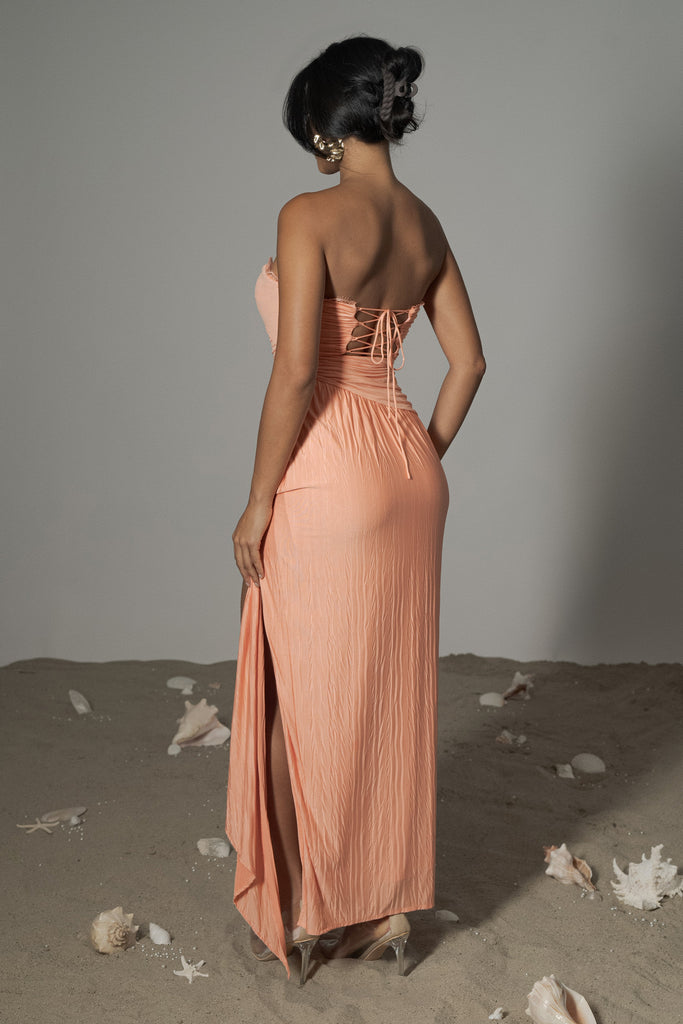 Coral Celestial Drape Maxi Dress