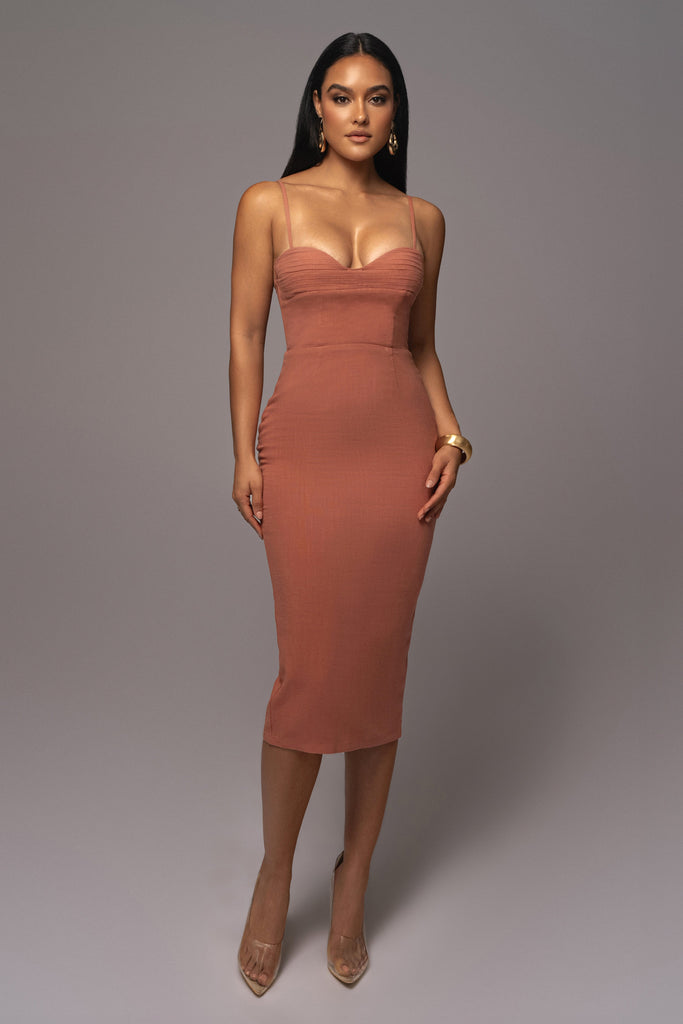 Terra Cotta Private Retreat Linen Dress