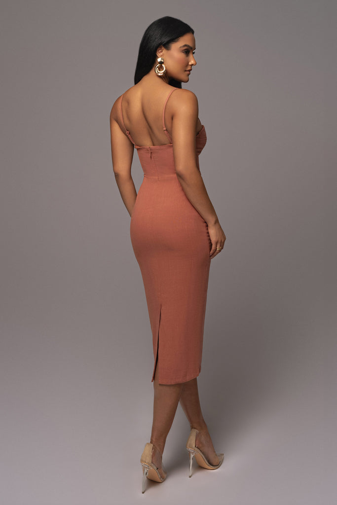 Terra Cotta Private Retreat Linen Dress