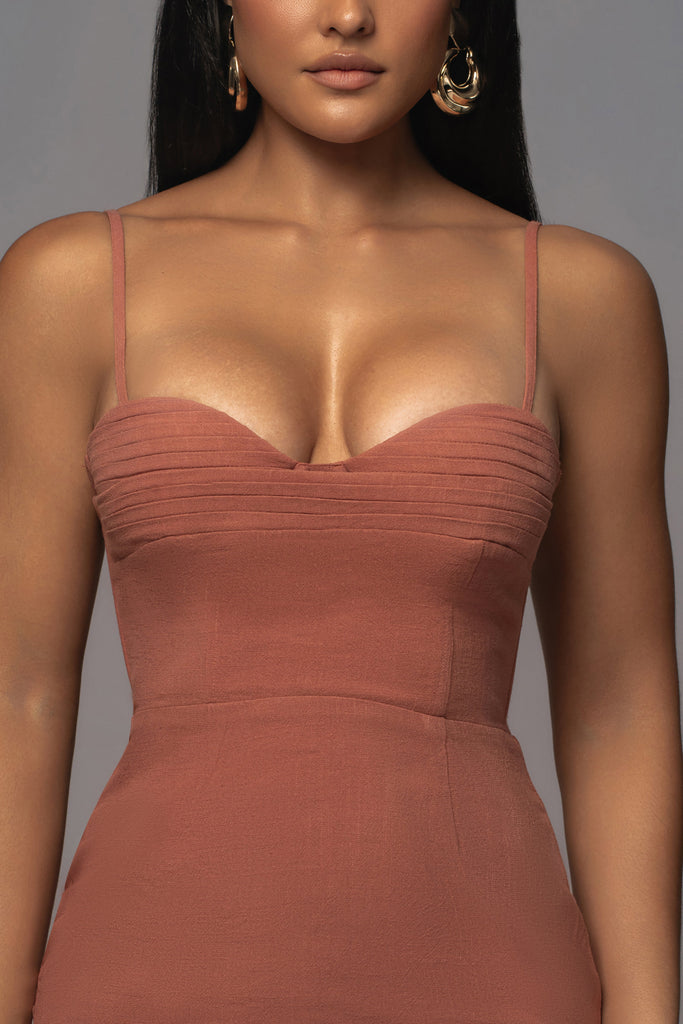 Terra Cotta Private Retreat Linen Dress