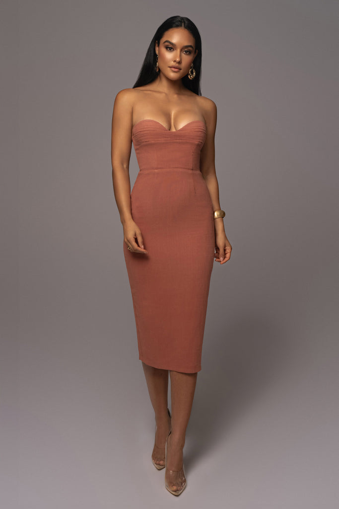 Terra Cotta Private Retreat Linen Dress
