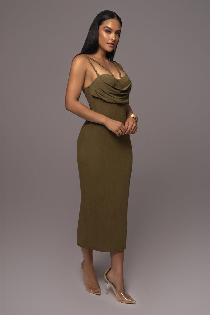 Olive Linen Visions Of You Dress