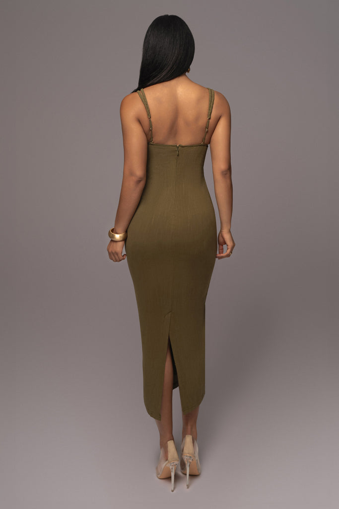 Olive Linen Visions Of You Dress