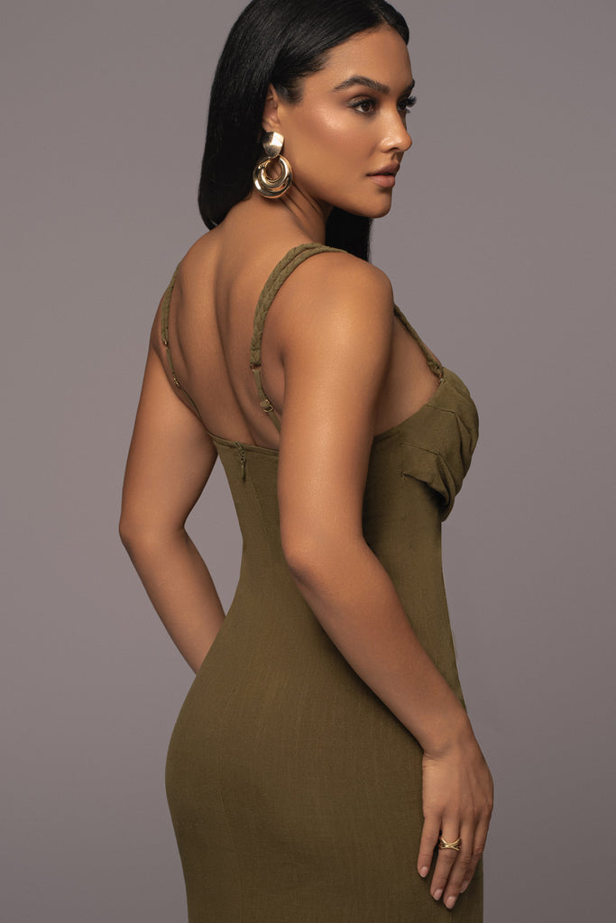 Olive Linen Visions Of You Dress