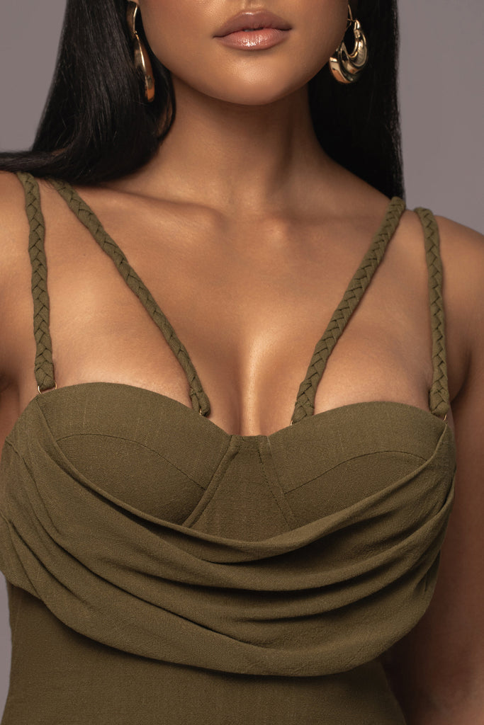 Olive Linen Visions Of You Dress