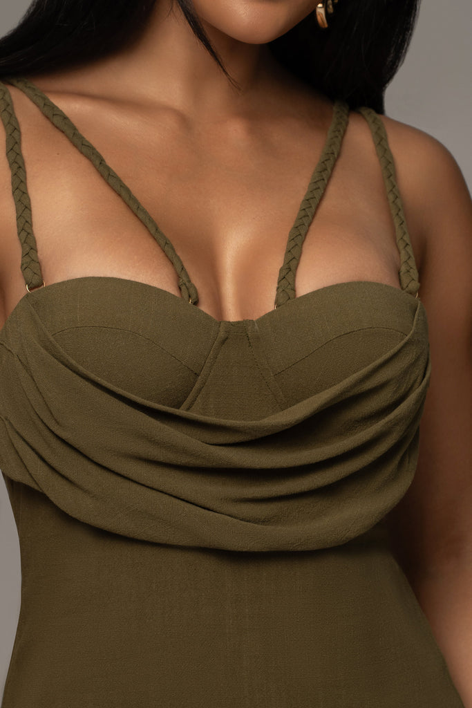 Olive Linen Visions Of You Dress