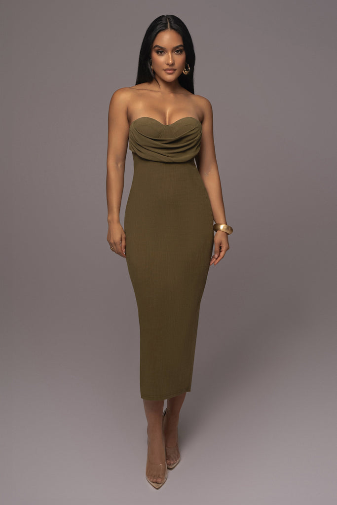 Olive Linen Visions Of You Dress