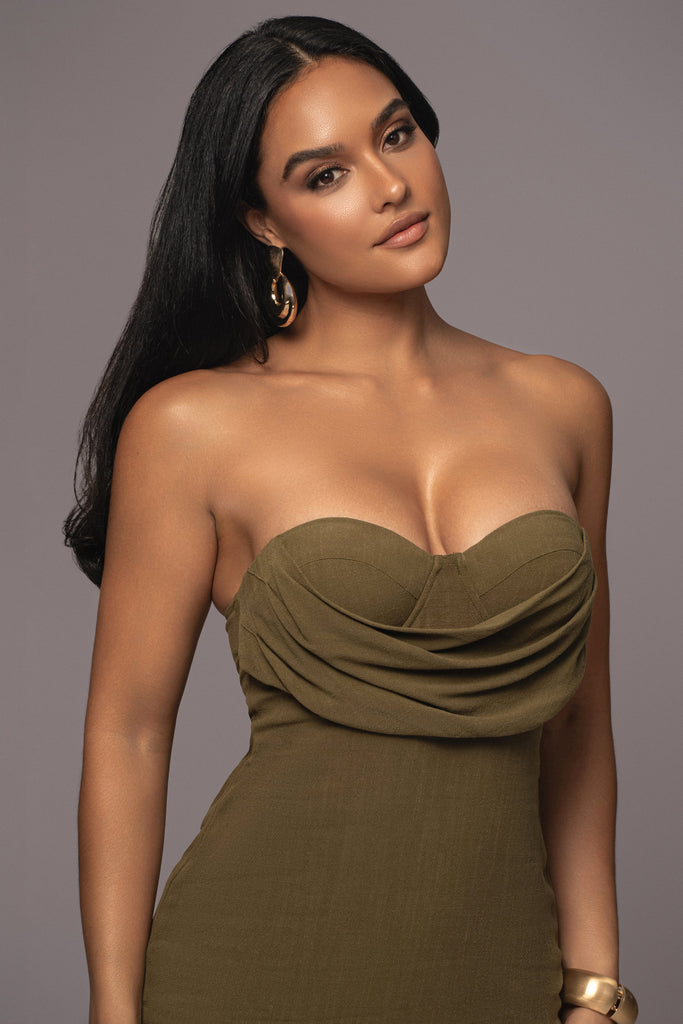 Olive Linen Visions Of You Dress