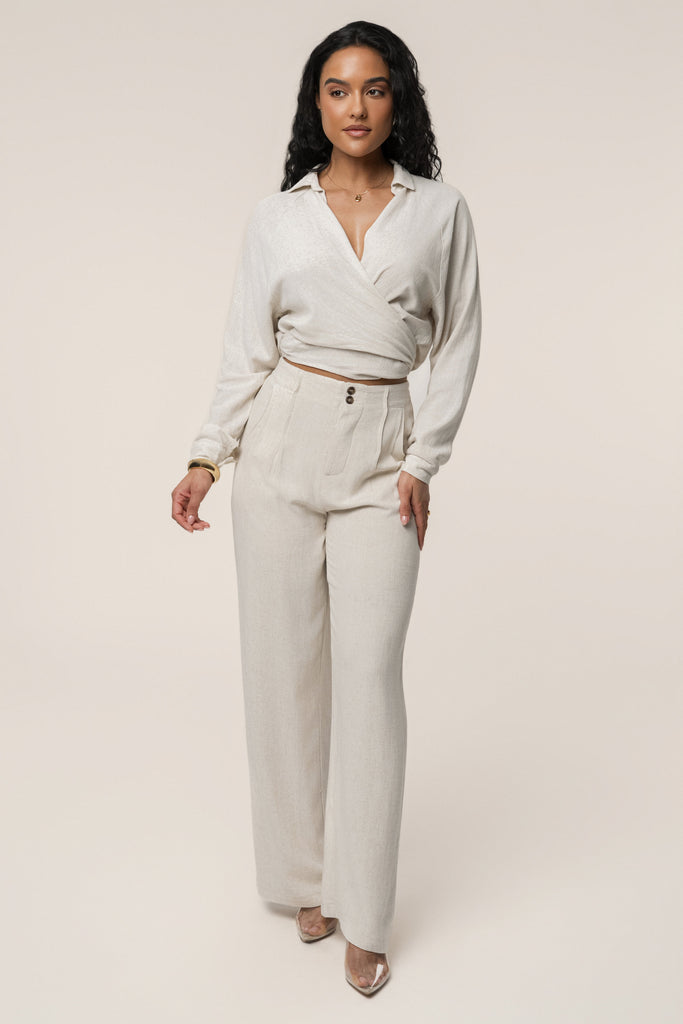 Stone Soho Front Tied Woven Top