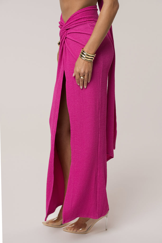 Fuschia Deidra Draped Skirt Set