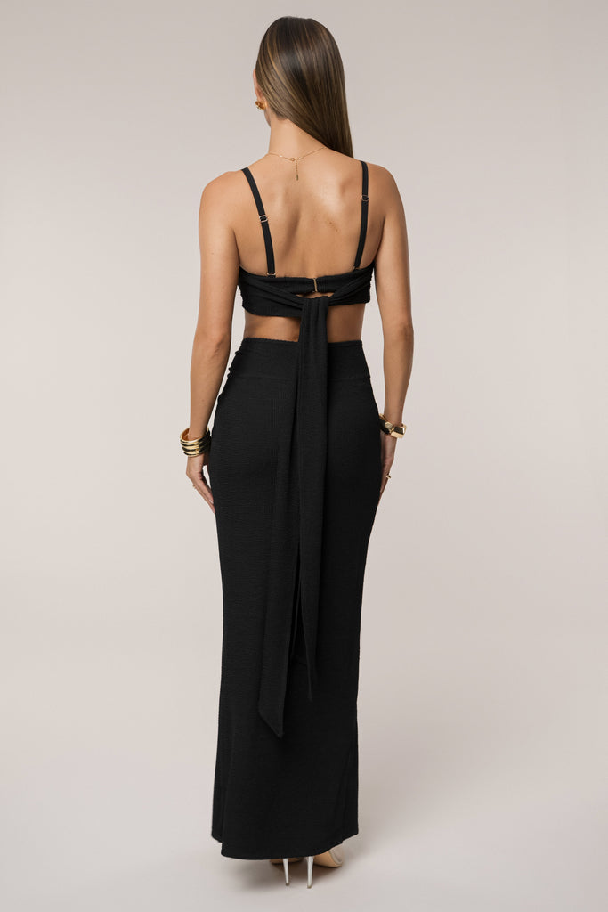 Black Deidra Draped Skirt Set