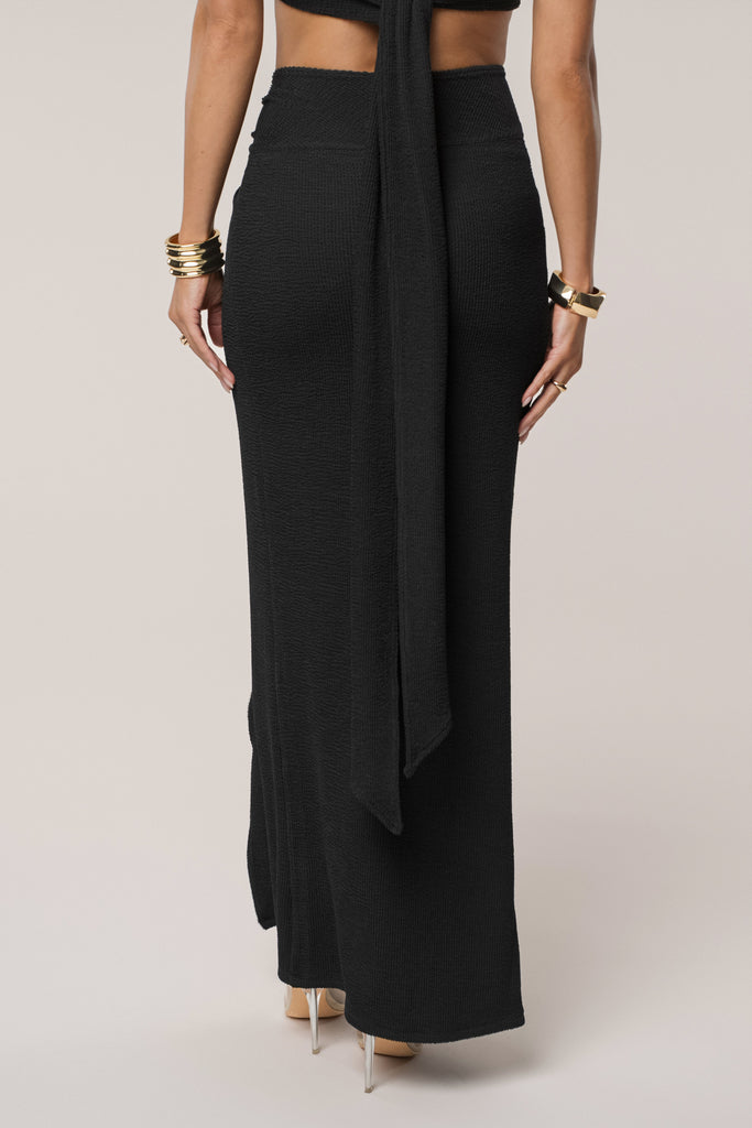Black Deidra Draped Skirt Set