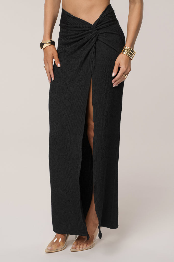 Black Deidra Draped Skirt Set