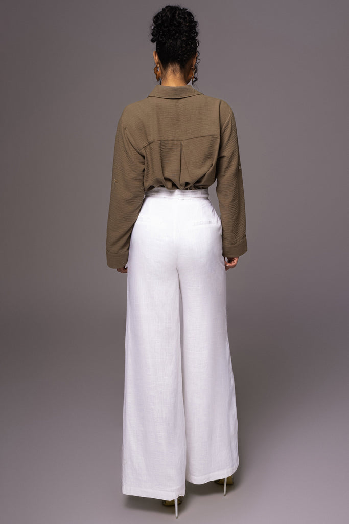 Olive By The Coast Crinkled Button Up