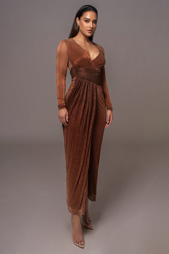 Gold Karissa Plunge Maxi Dress