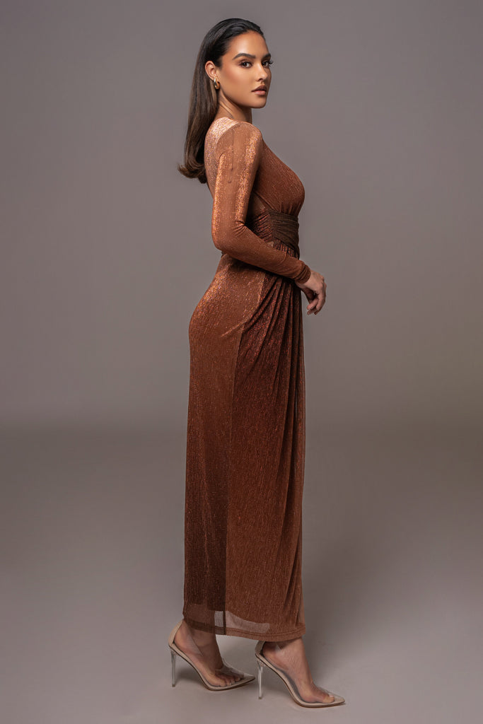 Gold Karissa Plunge Maxi Dress