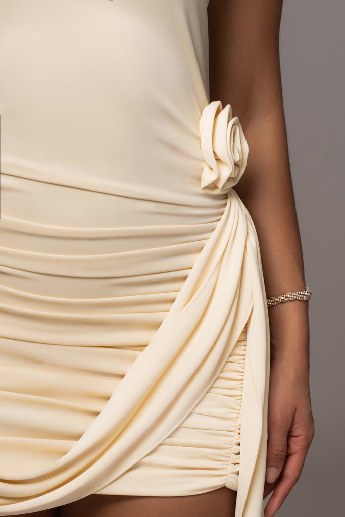 Cream Tabitha Halter Mini Dress
