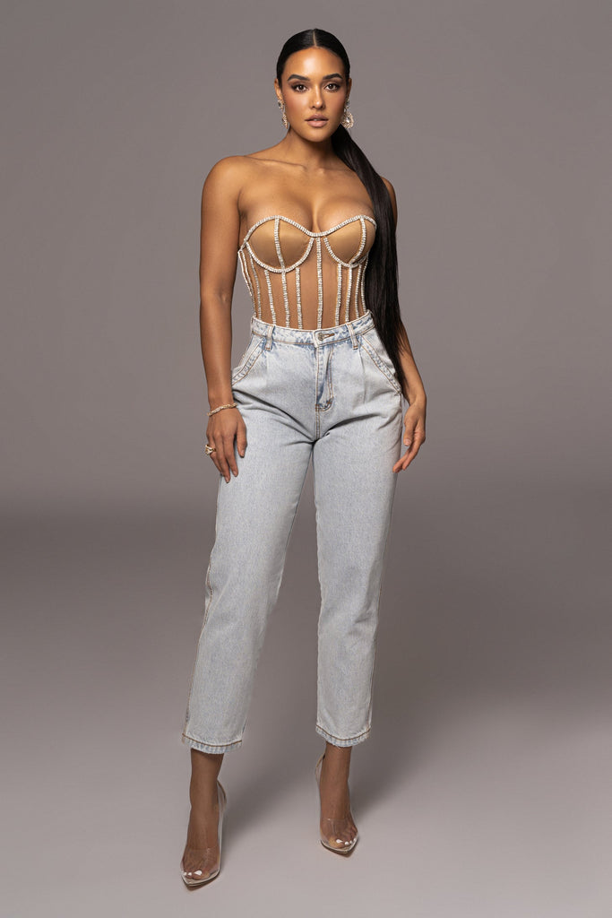 Tan Limited Edition Rhinestone Crystal Corset