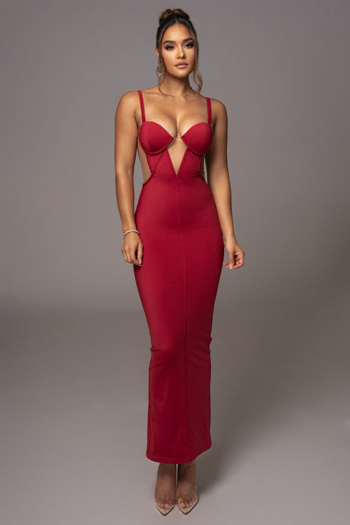 Red Enchantment Bustier Maxi Dress