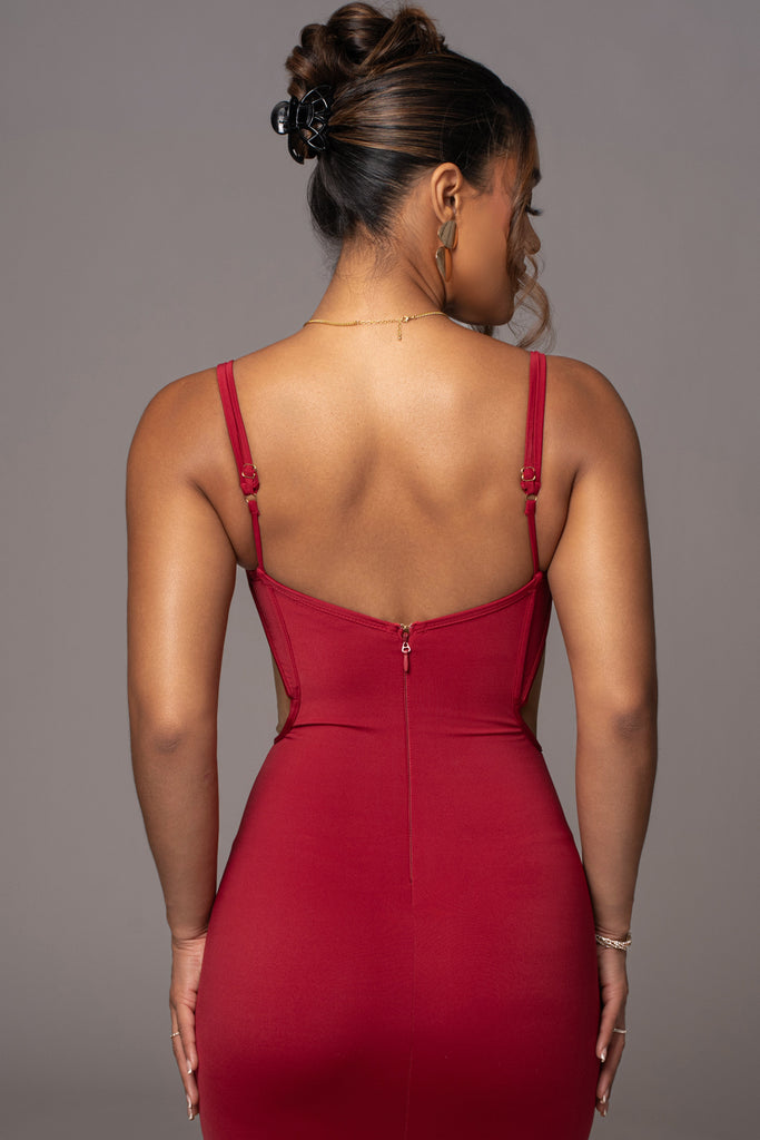 Red Enchantment Bustier Maxi Dress