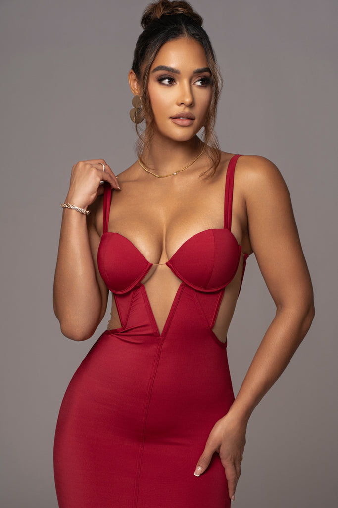 Red Enchantment Bustier Maxi Dress