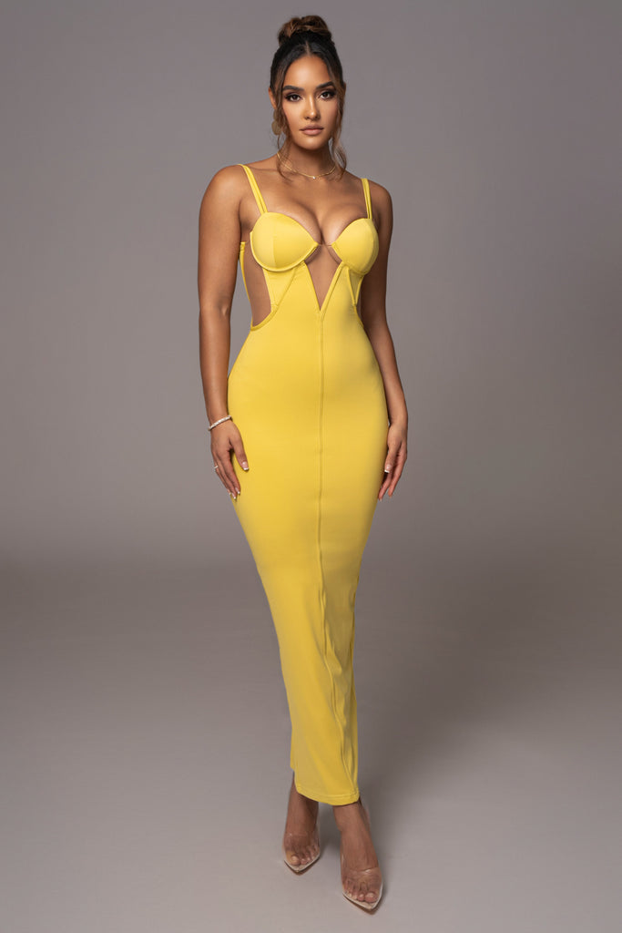Yellow Enchantment Bustier Maxi Dress