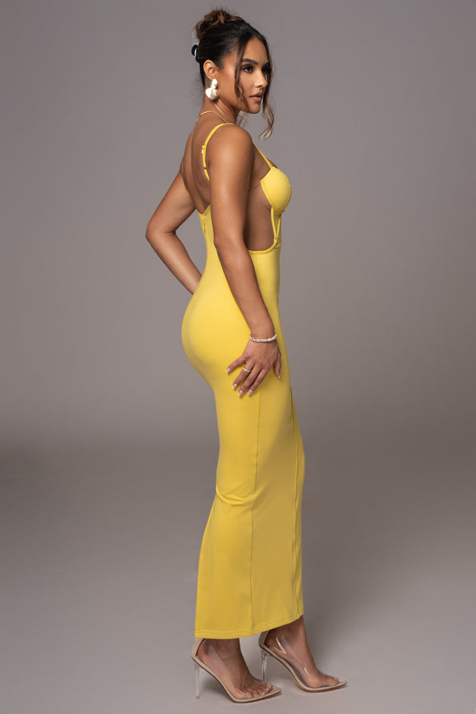 Yellow Enchantment Bustier Maxi Dress