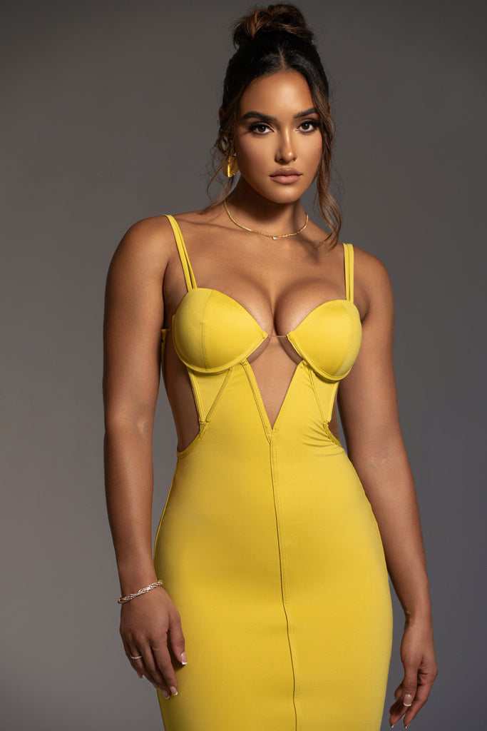 Yellow Enchantment Bustier Maxi Dress