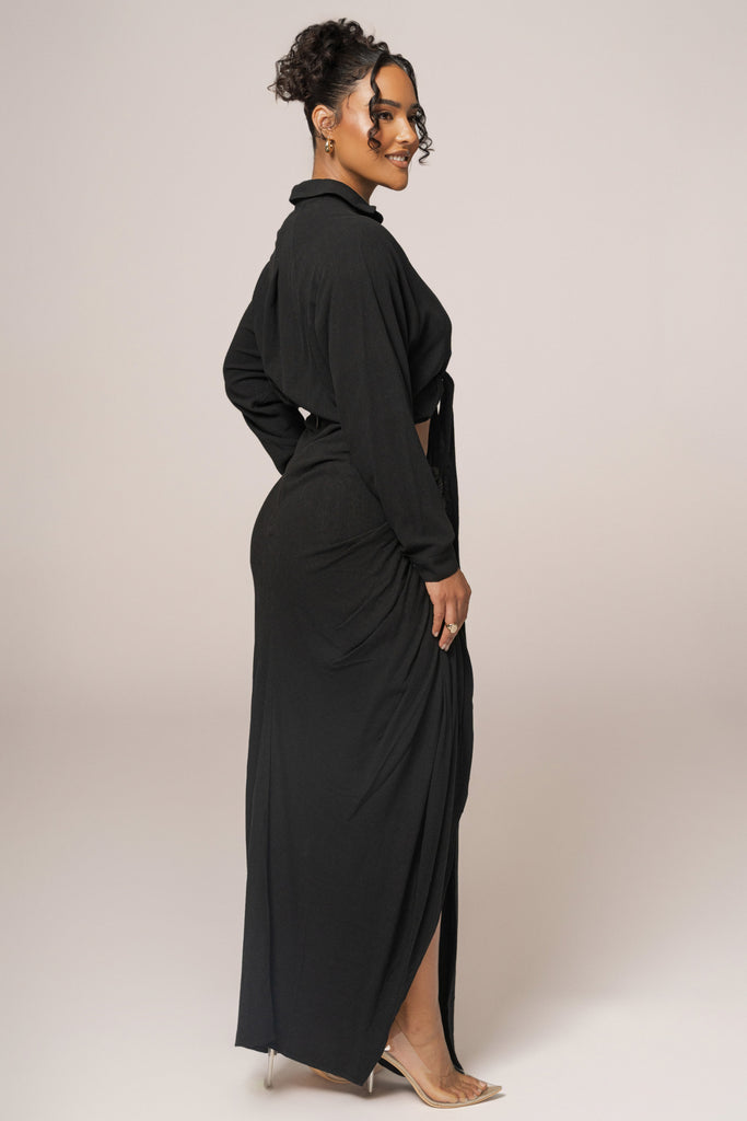 Black Soho Front Tied Woven Top
