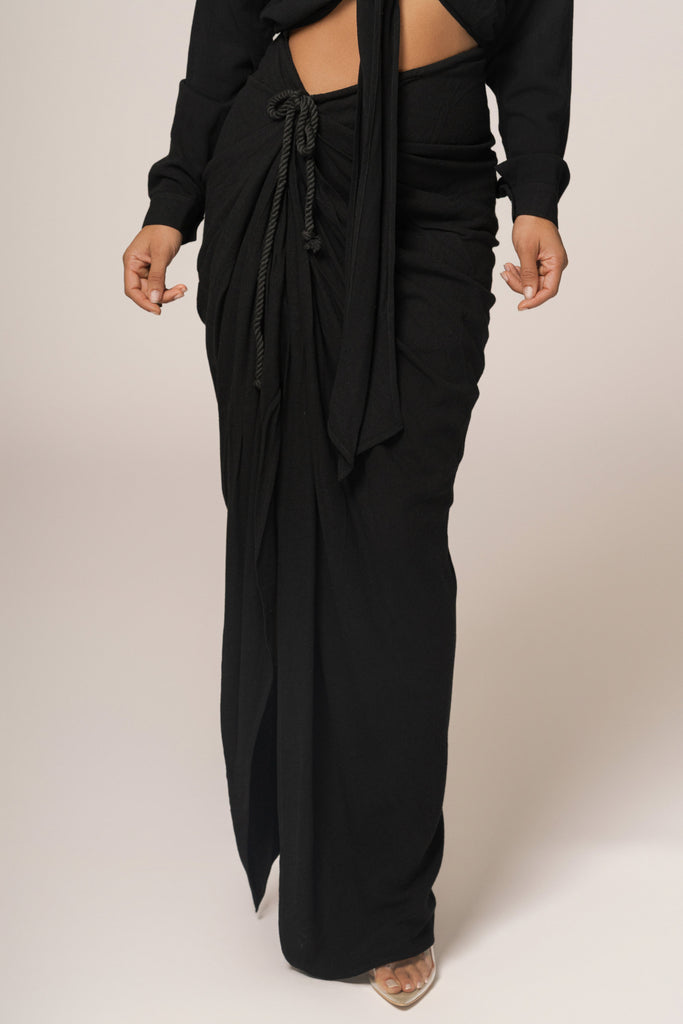 Black Soho Front Tied Woven Top