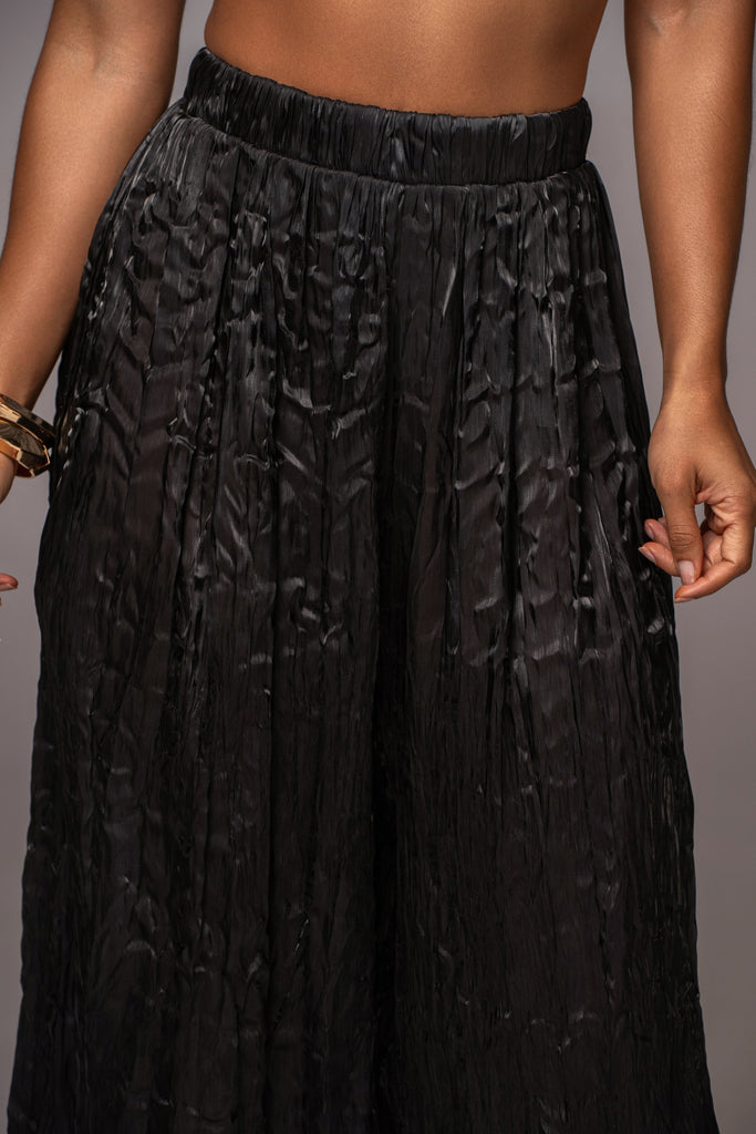 Black Let's Get Away Satin Pant Set