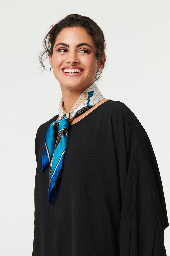 Floral Border Print Satin Square Scarf