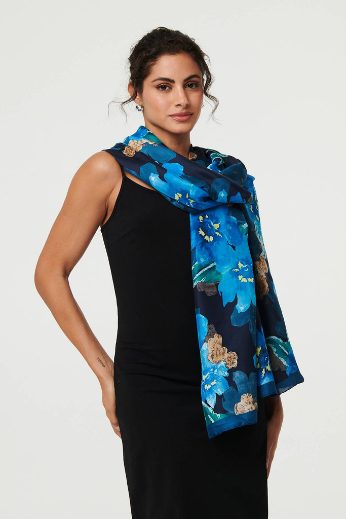 Floral Border Print Shawl Scarf
