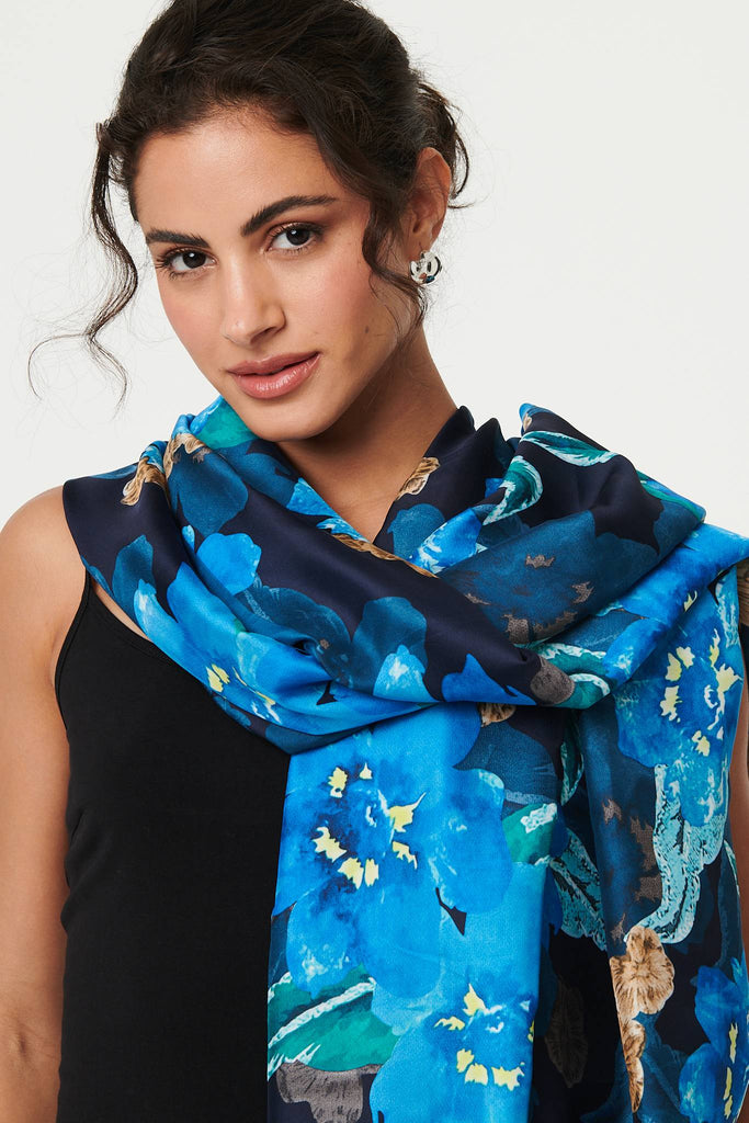 Floral Border Print Shawl Scarf
