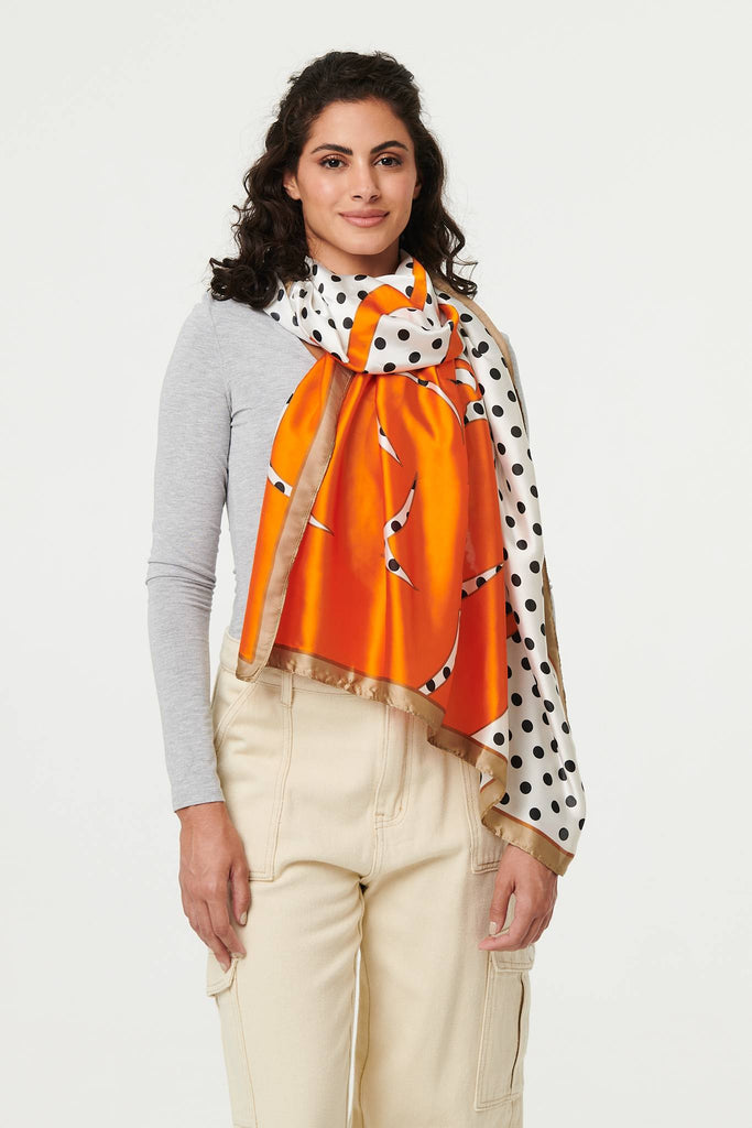 Polka Dot Border Print Shawl Scarf