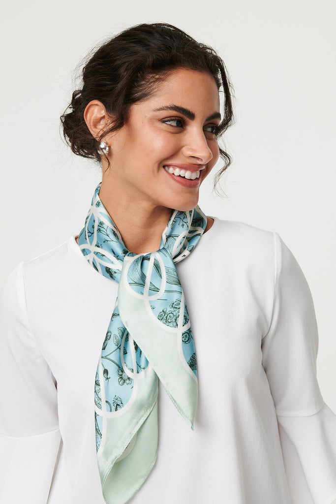 Floral Border Print Square Scarf