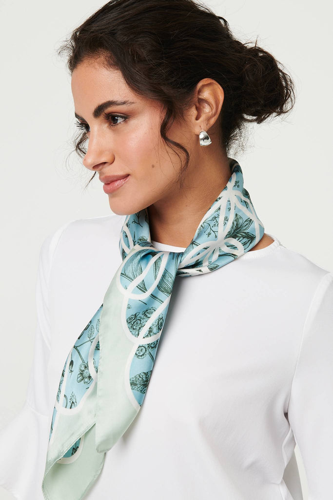 Floral Border Print Square Scarf