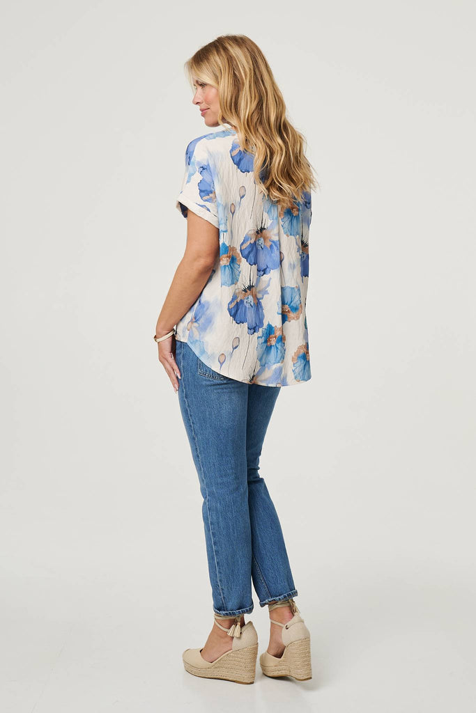 Floral Cap Sleeve Relaxed Blouse