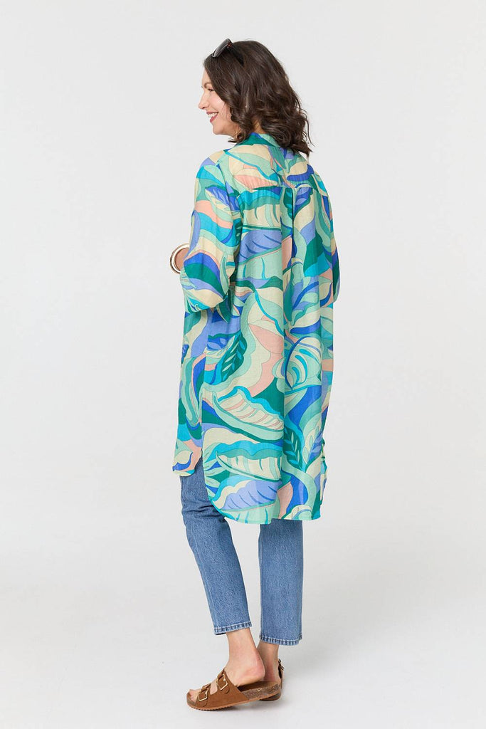 Abstract Longline Relaxed Tunic Shirt